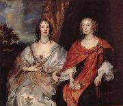Anthony Van Dyck Anna Dalkeith,Countess of Morton,and Lady Anna Kirk oil on canvas